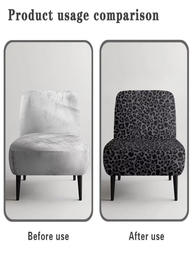 Talayituse Black Leopard Print Accent Chair Cover Slipcover, Armless Stretch Super Soft Chair Slipcovers for Armless Chair Furniture Protector with Elastic Bottom, Pack of 1 - Image 4